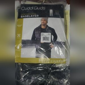 Cuddl Duds Men's Black Performance Baselayer Fleecewear Pants H Pouch SIZE LARGE